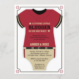 Baskeball Jersey Baby Shower-inbjudan, röd, svart Inbjudningar