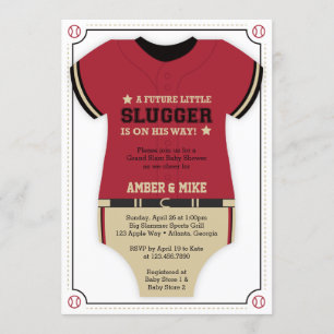 Baskeball Jersey Baby Shower-inbjudan, röd, svart Inbjudningar