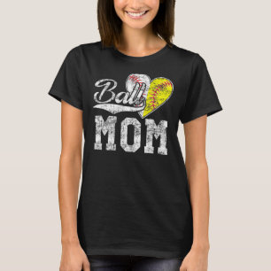 Baskeball Softball Heart-idrotten boll Mamma T Shirt