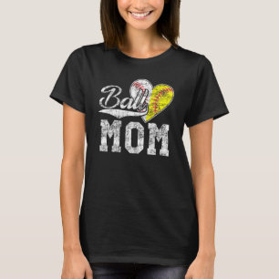 Baskeball Softball Heart-idrotten boll Mamma T Shirt