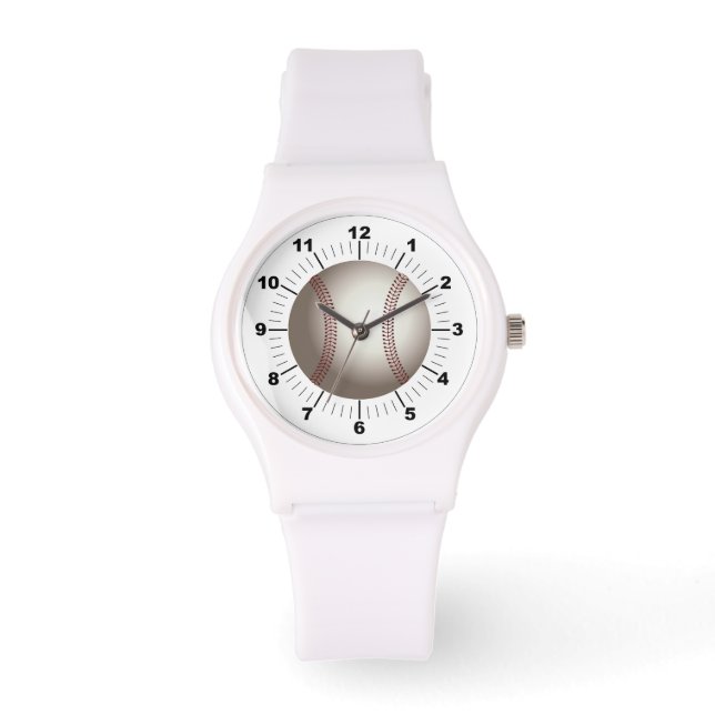 Baskeball Sporty White Silicon: Kvinnor - Baskebol Armbandsur (Framsida)