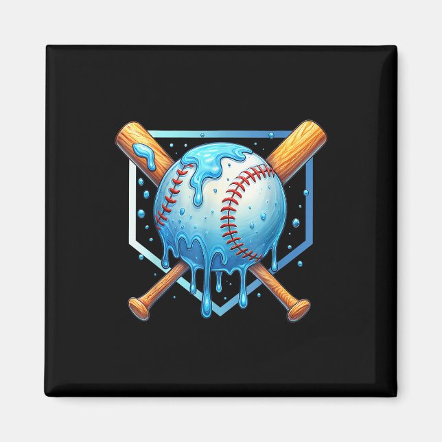 Baskebolldroppar Ice Cream Drip Youth Boys Baseba Magnet (Framsidan)