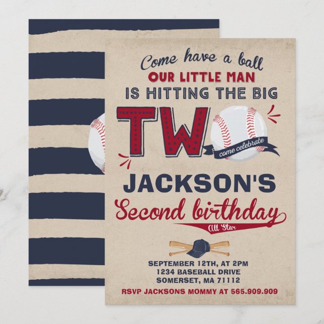 Baskebollens födelsedag Baskeboll 2:a födelsedag Inbjudningar (Fram/baksida)