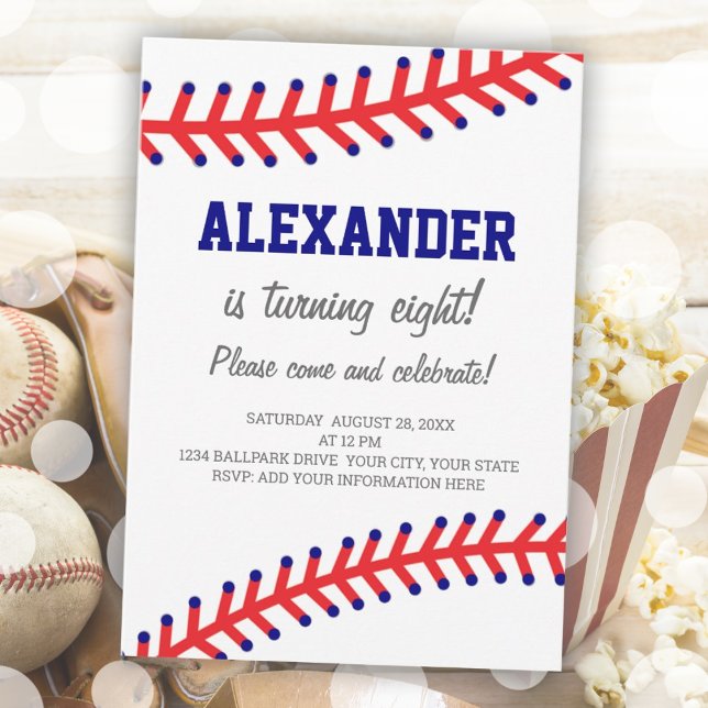 Baskebollens födelsedag inbjudningar (Simple Sports Baseball Birthday Invitation)
