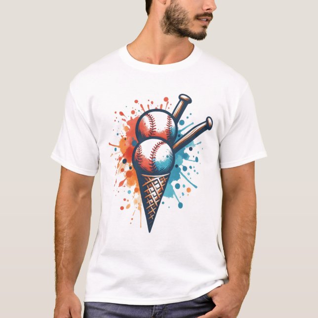 Baskebollens Roligt - Vibrant Ice Cream Cone Art T Shirt (Framsida)