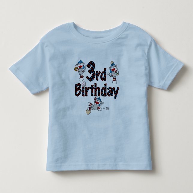 Baskebollens tredje födelsedag i Sock monkey Tee (Framsida)