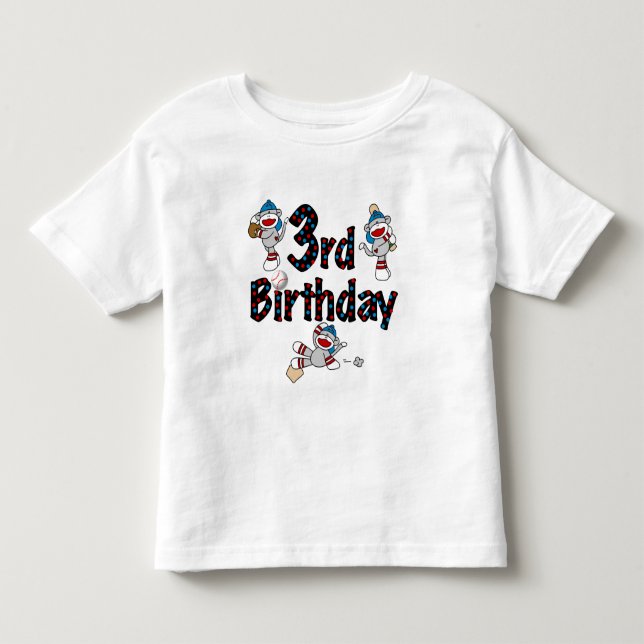 Baskebollens tredje födelsedag i Sock monkey Tee Shirt (Framsida)