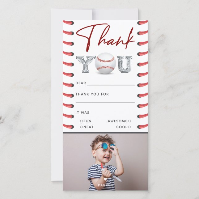 Baskebollfoto från födelsedagen tack kort (Framsida)