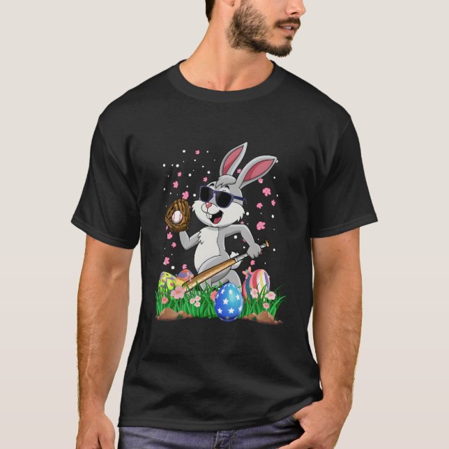 Basken Glad påsk Day Baseball Bunny Rabbit Påsk T Shirt (Framsida)