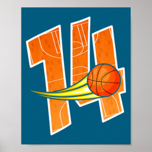 Basket 14-årsdag Jag är 14 Barnens födelsedag Poster