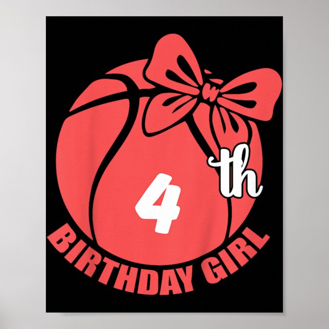 Basket 4-års födelsedag basketspelare  poster (Framsidan)