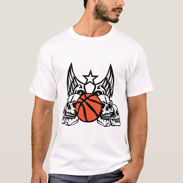 basket aile wings tete mort skull basketball 1706 t shirt (Framsida)