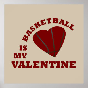 basket är min valentin med rött hjärta poster