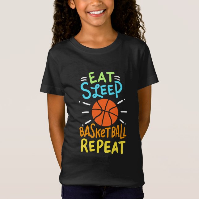 Basket - Äta Sova Basket Upprepa T Shirt (Framsida)