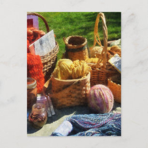 Basket av garn på Flea Market Vykort