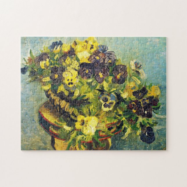 Basket av Pansies på ett bord Vincent Van Gogh Pussel (Horisontell)