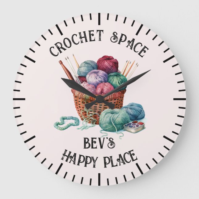 Basket av stickning och virke stor klocka (Framsida)