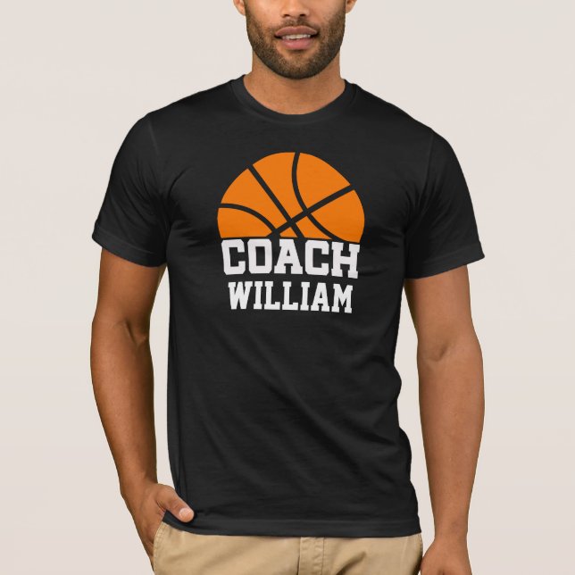 Basket Boll Coach Namn futtig T Shirt (Framsida)