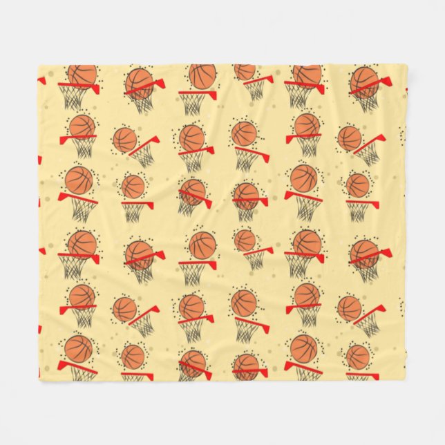 Basket - Boll & Korg Sömlöst Mönster  Fleecefilt (Framsidan (Horisontell))