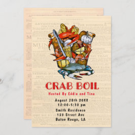 Basket Crab Boil Party Inbjudningar