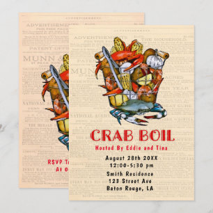 Basket Crab Boil Party Inbjudningar
