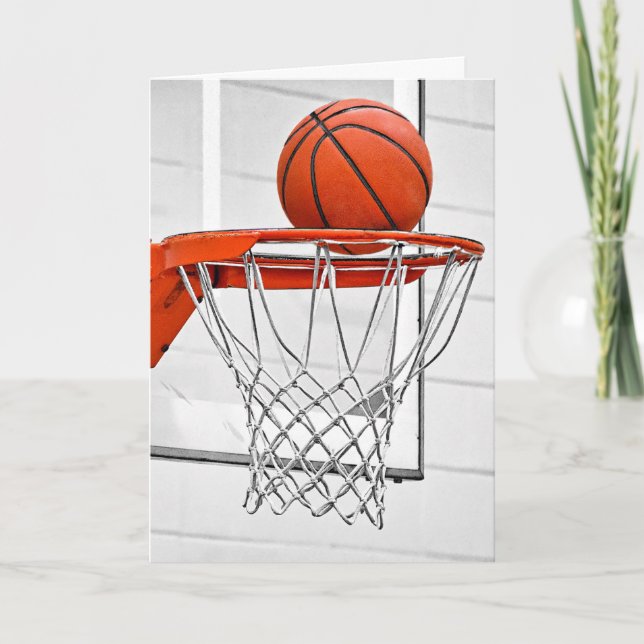 Basket faller i nätet tack kort (Framsida)