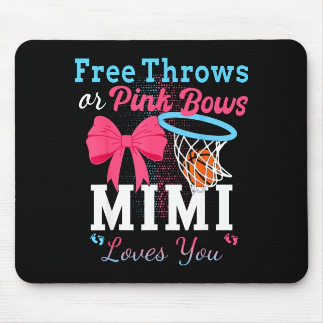 Basket faller rosa bågar mimi älskar dig musmatta (Framsidan)
