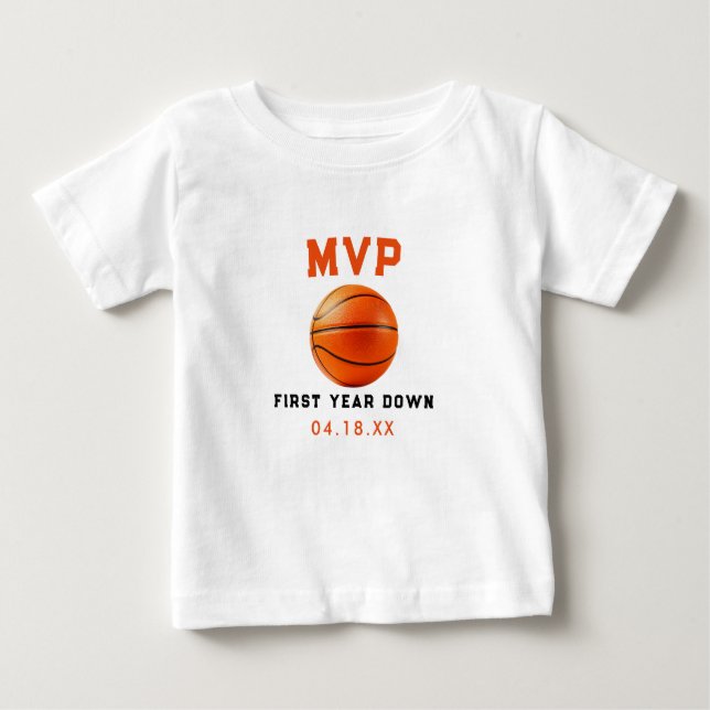 Basket första året ner 1-årsdag t shirt (Framsida)