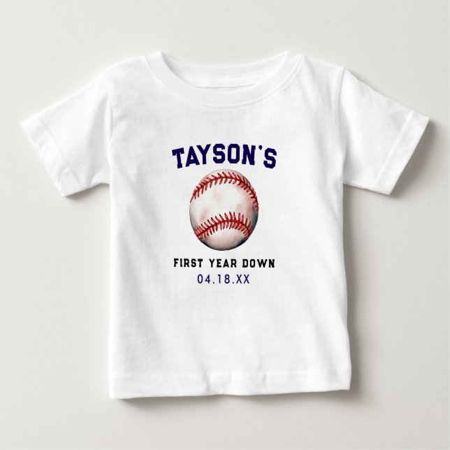 Basket första året ner 1-årsdag t shirt (Framsida)