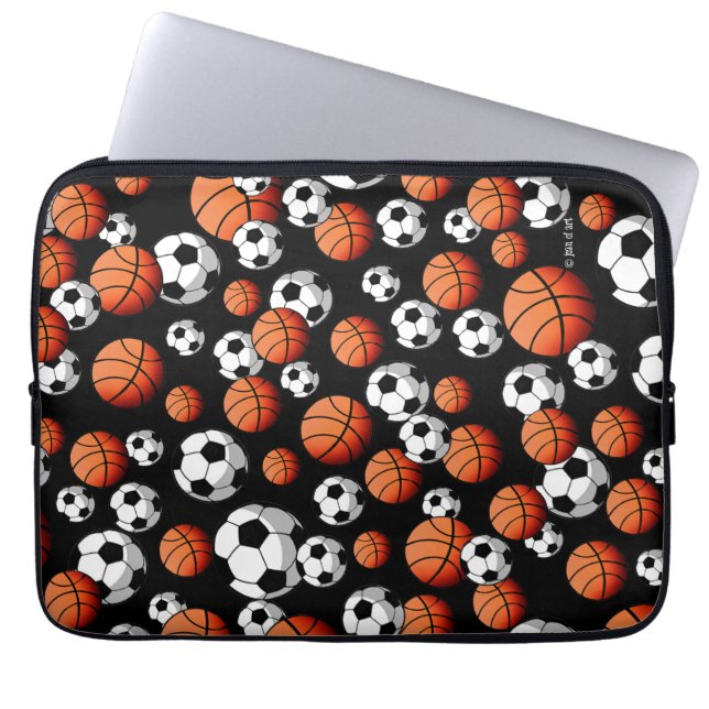 Basket & fotboll laptop sleeve (Framsidan)