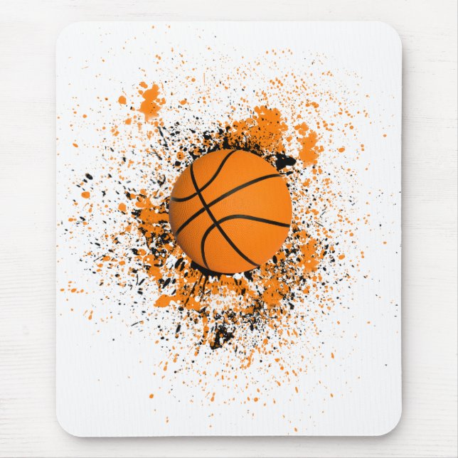 Basket Grunge Målarfärg Fläck Orange Svart Cool Musmatta (Framsidan)