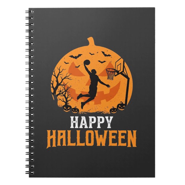 Basket Halloween Dunk Pumpa Design_1 Anteckningsbok (Framsidan)
