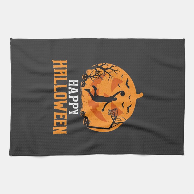 Basket Halloween Dunk Pumpa Design_1 Kökshandduk (Horisontell)