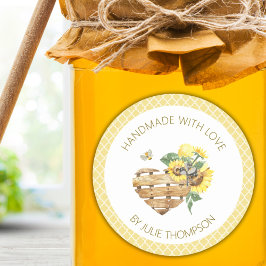 Basket Heart & Honeycomb 🌻 Anpassningsbar Honung Runt Klistermärke