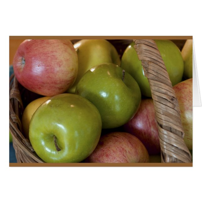 Basket i äpplen hälsningskort (Framsidan Horizontal)