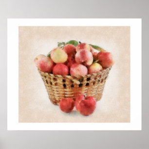 Basket i äpplen poster