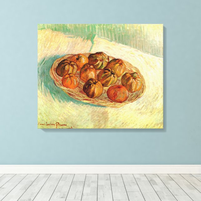 Basket i Apples till Pissarro av Vincent van Gogh Canvastryck (Insitu (trägolv))