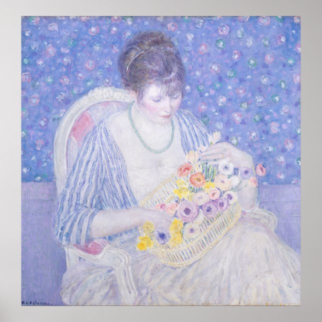 Basket i blommor - Poster av F. Frieseke Fine Art (Framsidan)