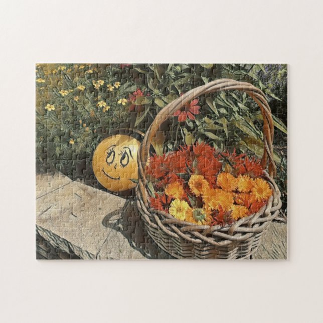 Basket i blommor pussel (Horisontell)