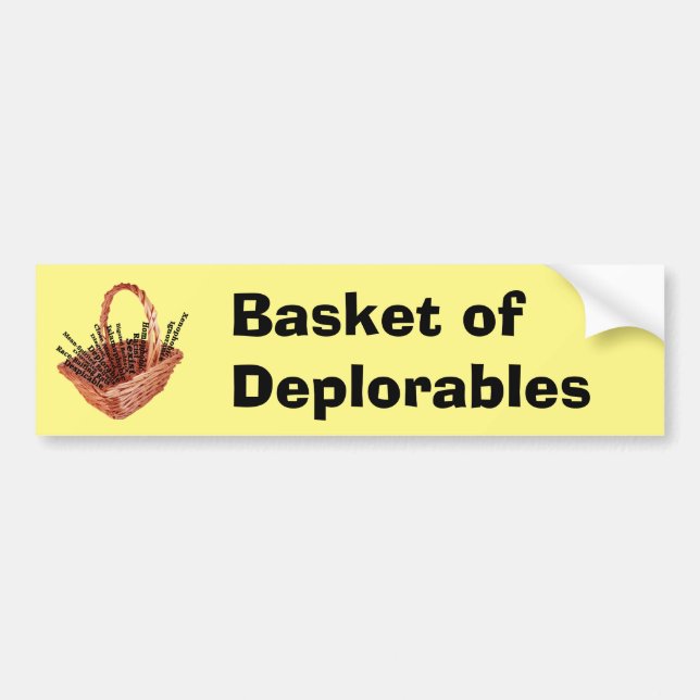 Basket i Deplorables Ord Bumper Sticker Bildekal (Framsidan)