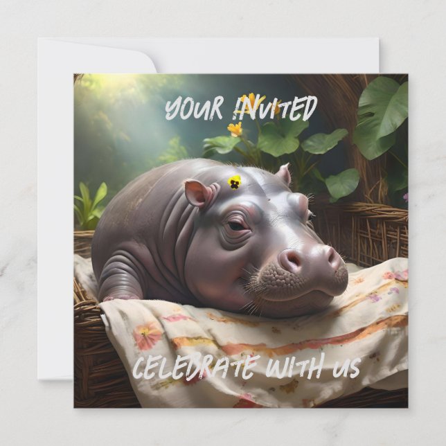 **"Basket i drömmar: A Baby Hippos Mysiga Nap"** Spara Datumet (Framsida)