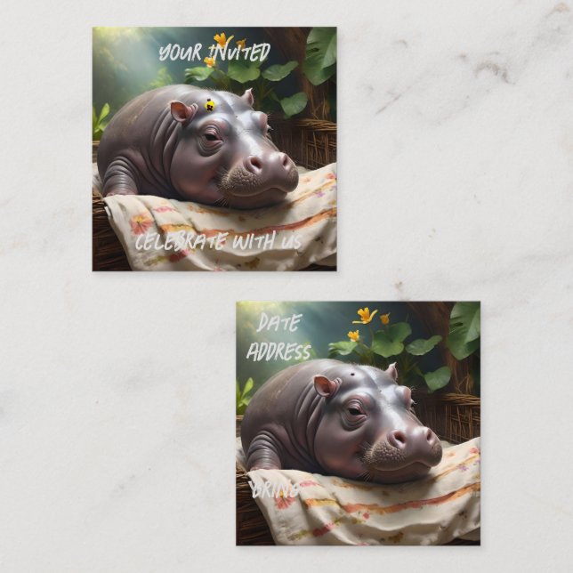 **"Basket i drömmar: A Baby Hippos Mysiga Nap"** Tilläggskort (Fram/baksida)