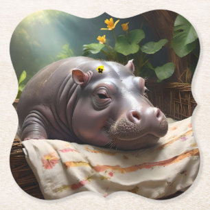 **"Basket i drömmar: A Baby Hippos Mysiga Nap"** Underlägg Papper