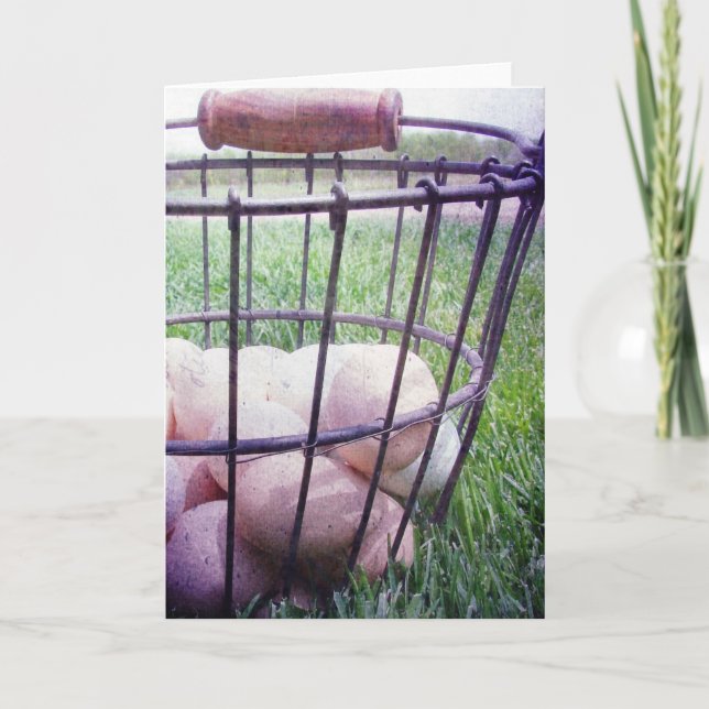 Basket i Eggs-Tillfällen Hälsning Kort (Framsida)