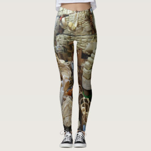 Basket i en köksbutik skapar naturlig färgad leggings
