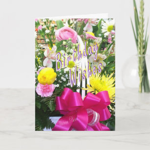 Basket i Flowers Bday Önskemål Kort
