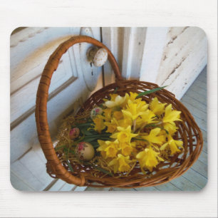Basket i Gult Daffodils,vit antika dörr Musmatta