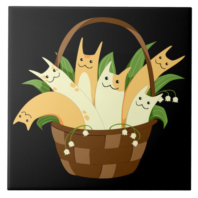 basket i keramiskt plattor för katter kakelplatta (Framsidan)