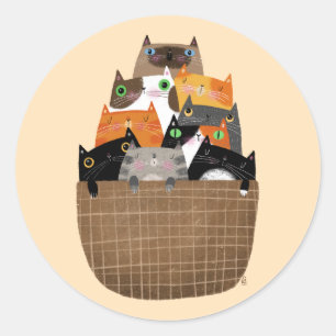 Basket i Kittens Runt Klistermärke