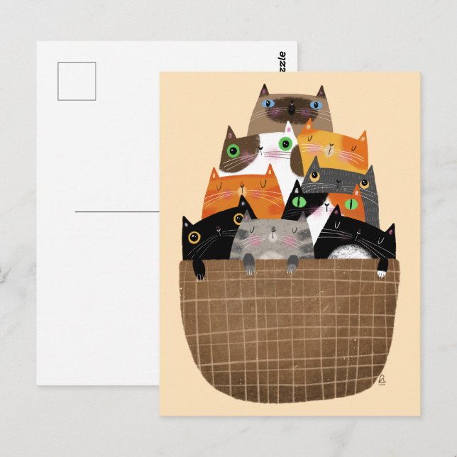 Basket i Kittens Vykort (Fram/baksida)